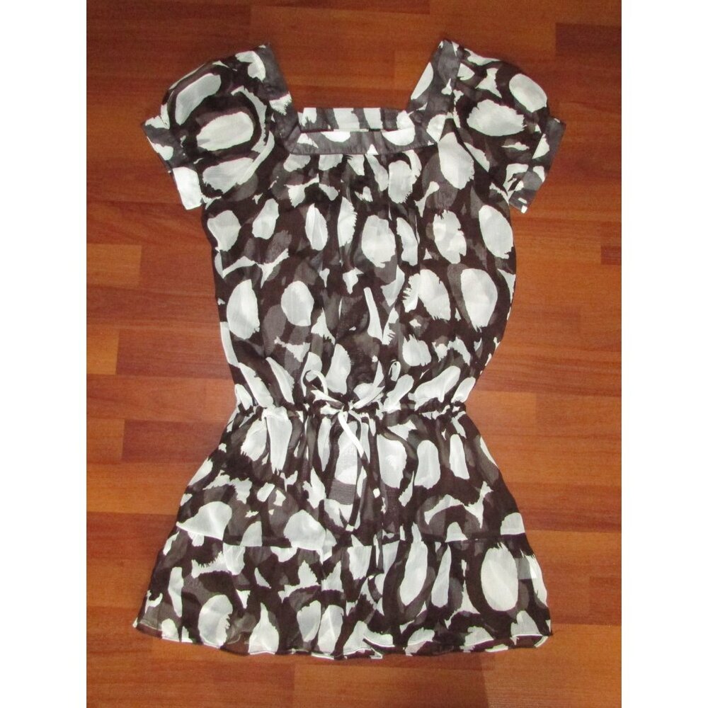 Brown White Animal-Like Print Sheer Swimsuit Coverup Dress - NEW